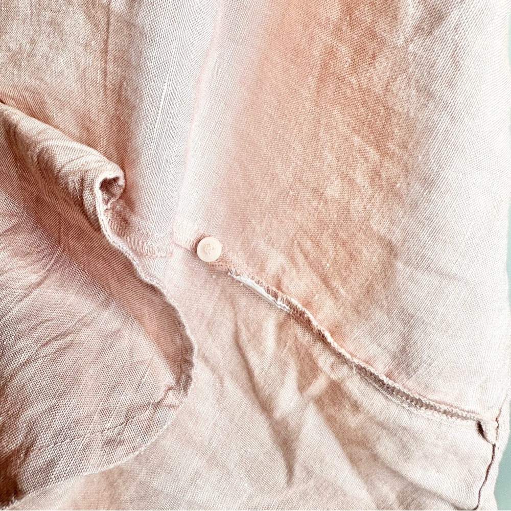 Madewell V-Neck Button Front Linen Blend Minidress in Warm Thistle Pink - Picture 7 of 10